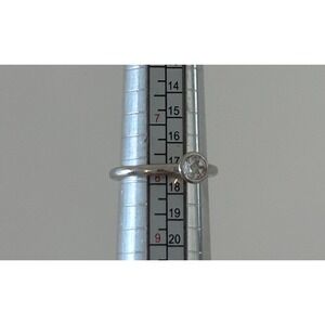 Sterling Silver QC Ring Solitaire Crystal Stone Engagement Signed Sx 7 3/4